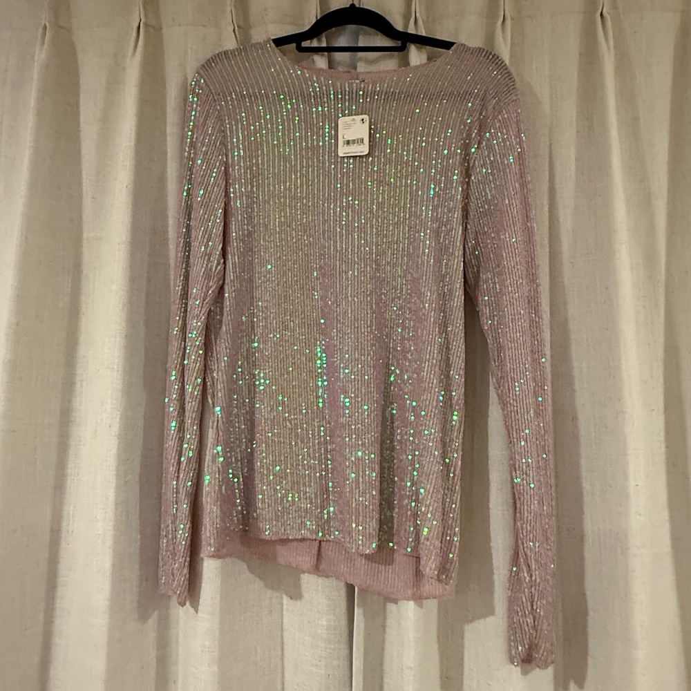Free People Sequin Pink Top